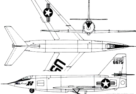 Самолет Bell X-2 - чертежи, габариты, рисунки