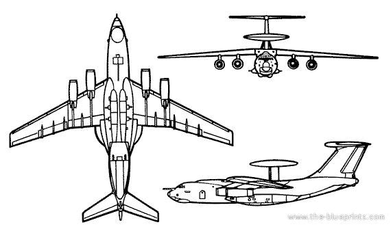 Самолет Beriev A-50 Mainstay - чертежи, габариты, рисунки