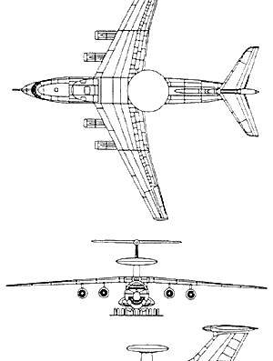 Самолет Beriev A-50 Mainstay AEW - чертежи, габариты, рисунки