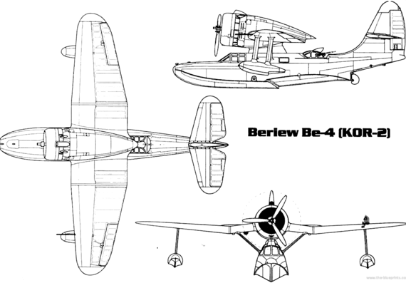 Самолет Beriev Be-4 (KOR-2) - чертежи, габариты, рисунки
