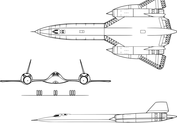 Самолет BlackBird SR71-A1 - чертежи, габариты, рисунки