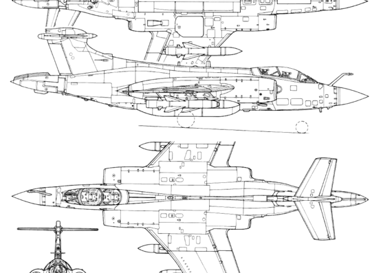 Самолет Blackburn Buccaneer S Mk.2B - чертежи, габариты, рисунки