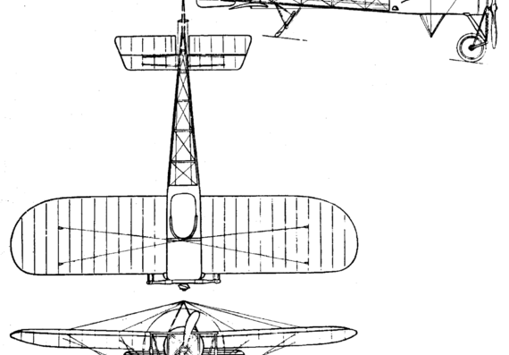 Самолет Bleriot XI Channel crosser (1907) - чертежи, габариты, рисунки