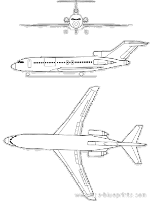 Самолет Boeing 727-100 - чертежи, габариты, рисунки
