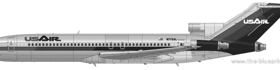 Самолет Boeing 727-2B7 - чертежи, габариты, рисунки