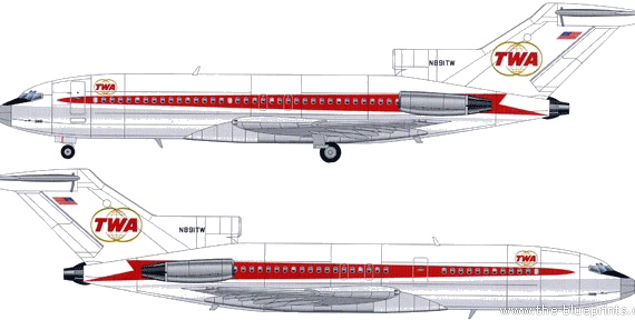 Самолет Boeing 727-31 - чертежи, габариты, рисунки