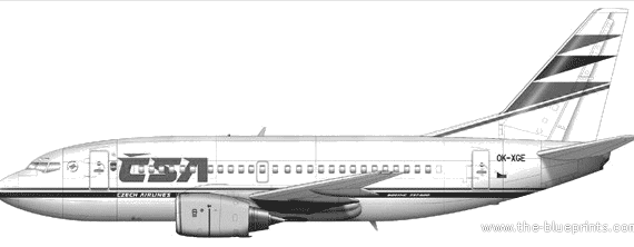 Самолет Boeing 737-500 - чертежи, габариты, рисунки