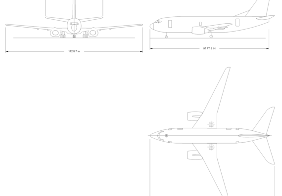 Самолет Boeing 737-600 - чертежи, габариты, рисунки
