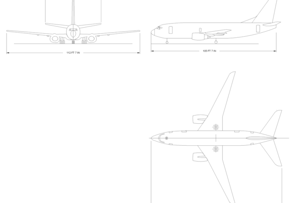 Самолет Boeing 737-700 - чертежи, габариты, рисунки