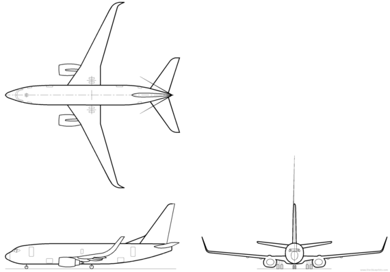 Самолет Boeing 737-700w - чертежи, габариты, рисунки