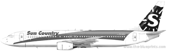 Самолет Boeing 737-800 - чертежи, габариты, рисунки