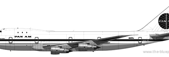 Самолет Boeing 747-100 - чертежи, габариты, рисунки