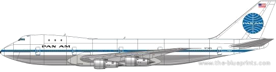 Самолет Boeing 747-121 - чертежи, габариты, рисунки