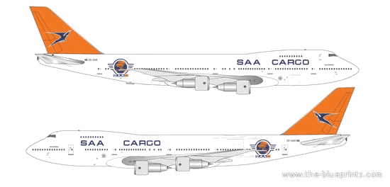 Самолет Boeing 747-200 Cargo - чертежи, габариты, рисунки