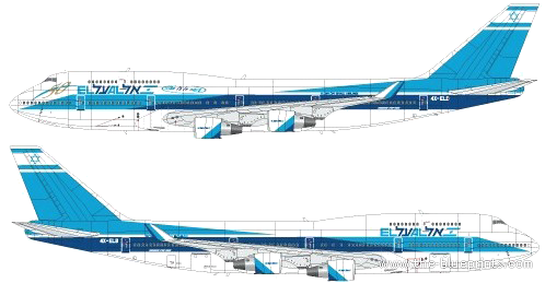 Самолет Boeing 747-458 - чертежи, габариты, рисунки