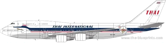 Самолет Boeing 747-4D7 - чертежи, габариты, рисунки