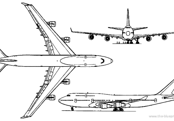 Самолет Boeing 747-8 - чертежи, габариты, рисунки