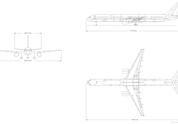 Самолет Boeing 757-300 - чертежи, габариты, рисунки