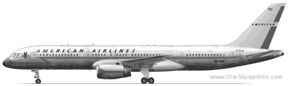 Самолет Boeing 757 - чертежи, габариты, рисунки