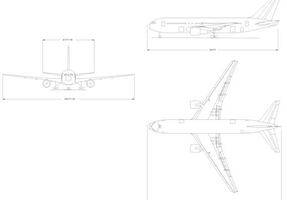 Самолет Boeing 767-200 - чертежи, габариты, рисунки