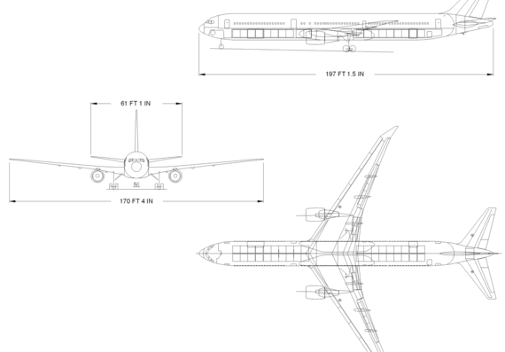 Самолет Boeing 767-400 - чертежи, габариты, рисунки