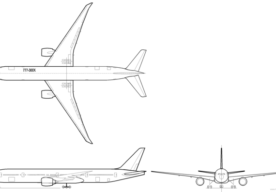 Boeing 777-300ER aircraft - drawings, dimensions, figures