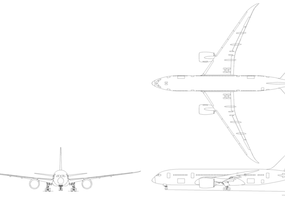 Самолет Boeing 787-8 - чертежи, габариты, рисунки
