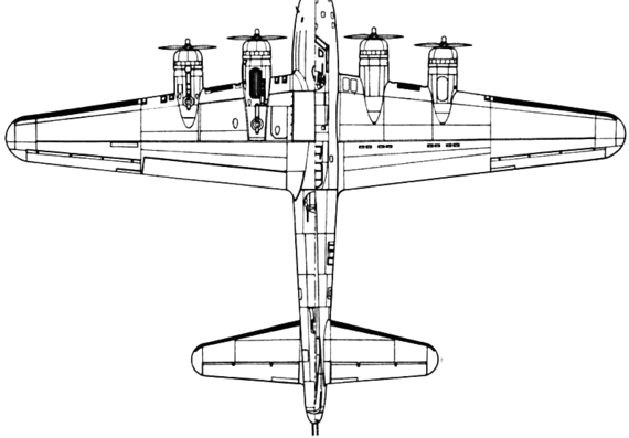 Самолет Boeing B-17F Flying Fortress - чертежи, габариты, рисунки
