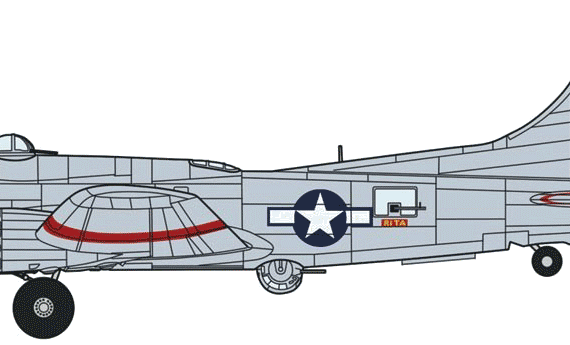 Самолет Boeing B-17G Flying Fortress - чертежи, габариты, рисунки