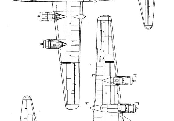 Boeing B-29 Superfortress aircraft - drawings, dimensions, figures