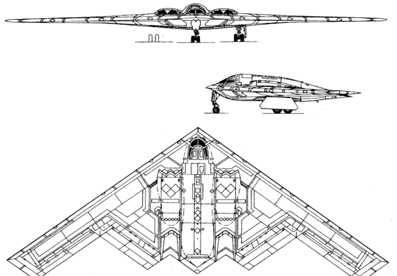 Самолет Boeing B-2 Spirit - чертежи, габариты, рисунки