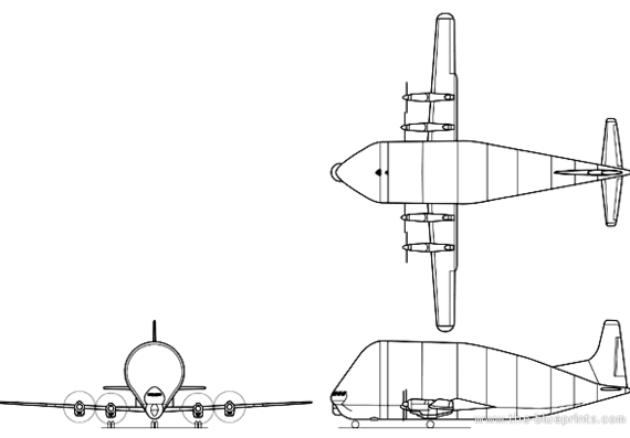 Самолет Boeing B-377 Guppy - чертежи, габариты, рисунки