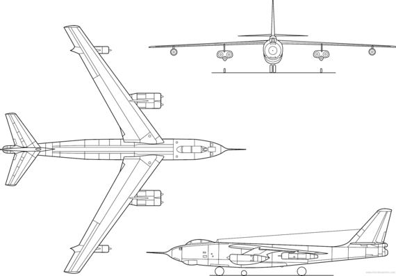 Самолет Boeing B-47A Stratojet - чертежи, габариты, рисунки