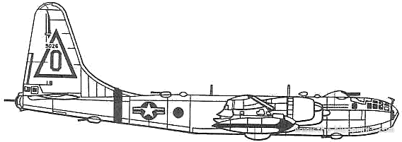 Самолет Boeing B-50D Superfortress - чертежи, габариты, рисунки