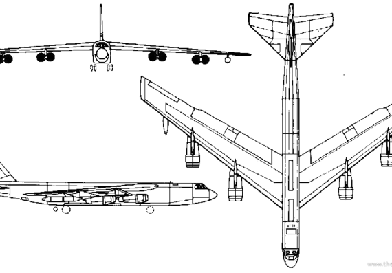 Самолет Boeing B-52 - чертежи, габариты, рисунки