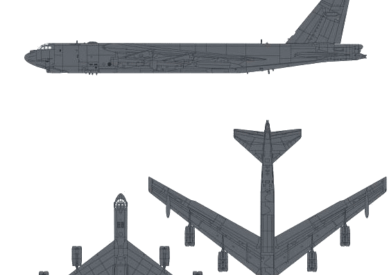 Самолет Boeing B-52G Stratofortress - чертежи, габариты, рисунки