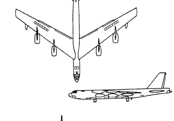 Самолет Boeing B-52 Stratofortress - чертежи, габариты, рисунки