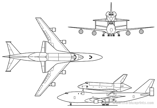 Самолет Boeing B-747-SCA - чертежи, габариты, рисунки