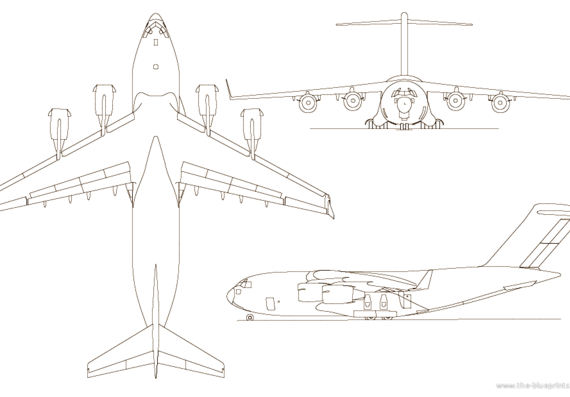 Самолет Boeing C-17 Globemaster III - чертежи, габариты, рисунки