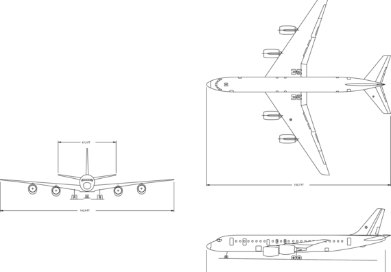 Самолет Boeing DC-8-72 - чертежи, габариты, рисунки