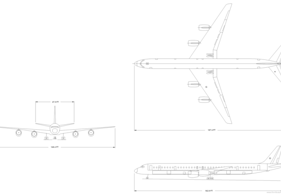 Самолет Boeing DC-8-73 - чертежи, габариты, рисунки