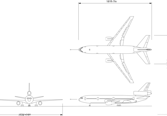 Самолет Boeing DC10-30a - чертежи, габариты, рисунки