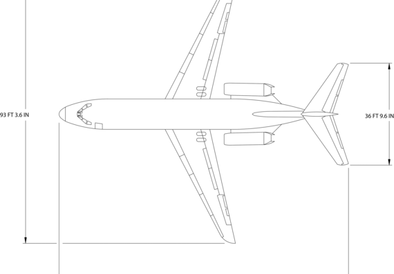 Самолет Boeing DC9-21 - чертежи, габариты, рисунки