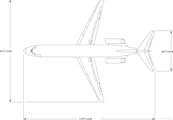 Самолет Boeing DC9-32 - чертежи, габариты, рисунки