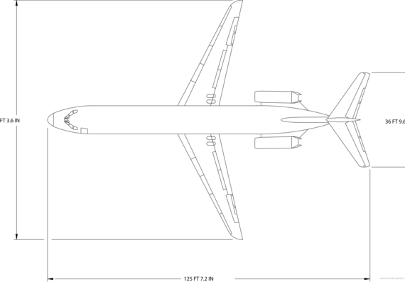 Самолет Boeing DC9-41 - чертежи, габариты, рисунки