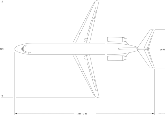 Самолет Boeing DC9-51 - чертежи, габариты, рисунки