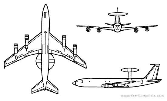 Самолет Boeing E-3A Sentry - чертежи, габариты, рисунки
