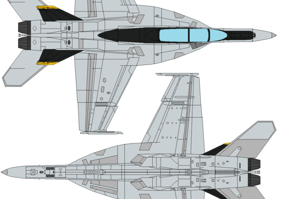 Самолет Boeing EA-18G Growler VFA-103 Jolly Rogers - чертежи, габариты, рисунки