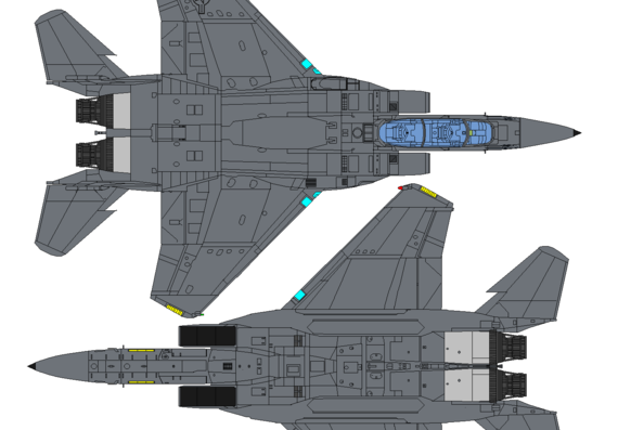 Самолет Boeing F-15SE Silent Eagle - чертежи, габариты, рисунки