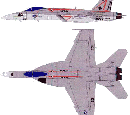 Самолет Boeing F-18E Super Hornet - чертежи, габариты, рисунки
